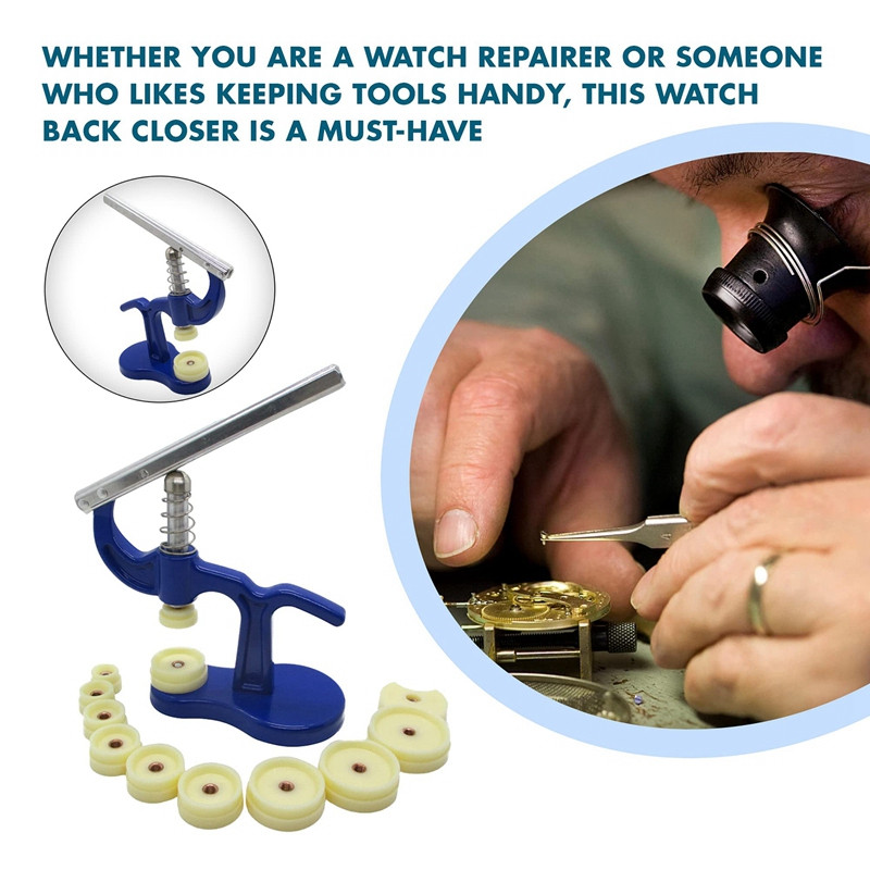 Watch Back Closer Tool Set Watchmaker Repair Watch Press Tool Set Standard Metal Hand-Tools With 12 Pcs Mold Watch Repair Tool