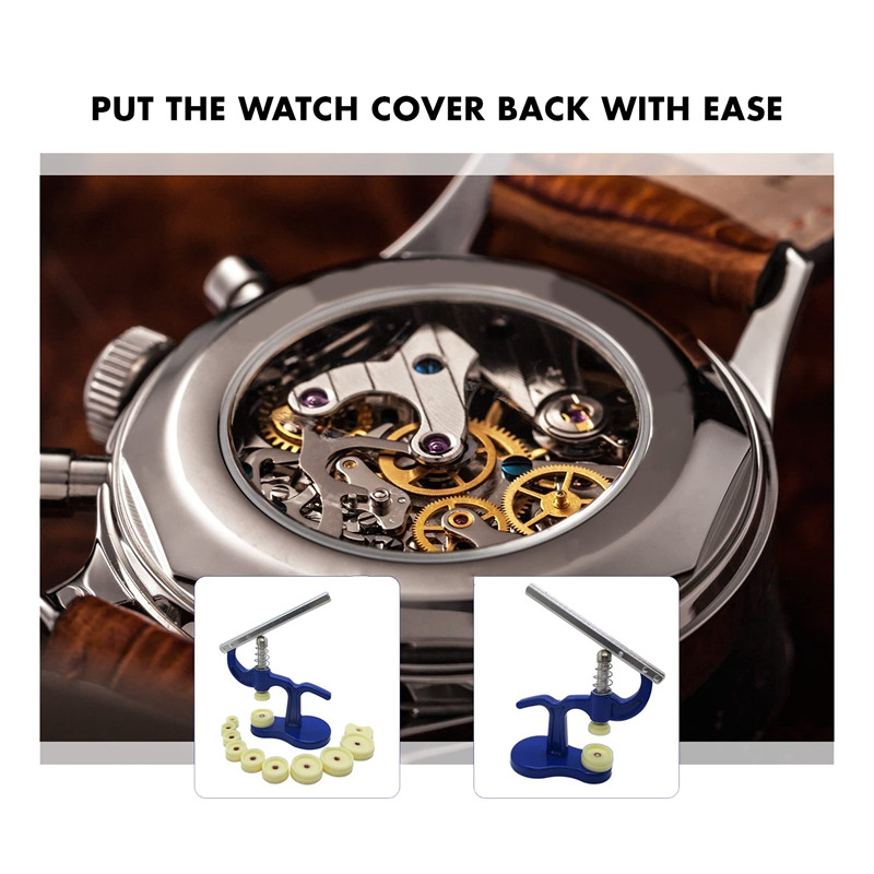 Watch Back Closer Tool Set Watchmaker Repair Watch Press Tool Set Standard Metal Hand-Tools With 12 Pcs Mold Watch Repair Tool
