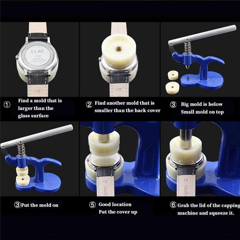 Watch Back Closer Tool Set Watchmaker Repair Watch Press Tool Set Standard Metal Hand-Tools With 12 Pcs Mold Watch Repair Tool