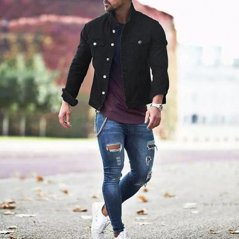 Autumn And Winter Fashion Men Denim Jacket Solid Male Jeans Coat Slim Fit Casual Streetwear Vintage Men Jean Outerwear Clothing