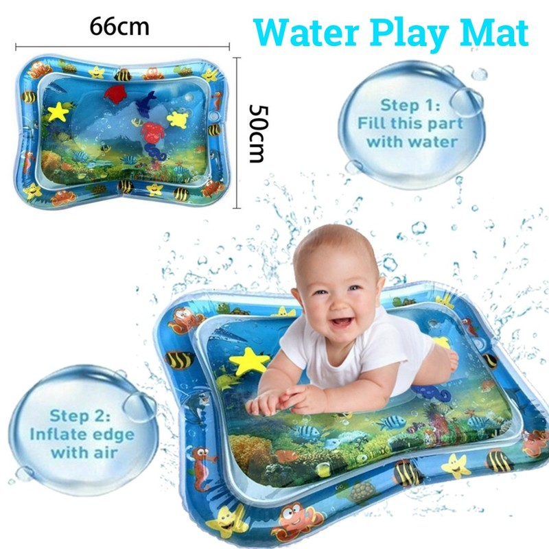 Summer Inflatable Water Mat Tummy Time Playmat for Babies Fun Activity Play Pad Ocean World Cushion Ice Mat Early Education Mat