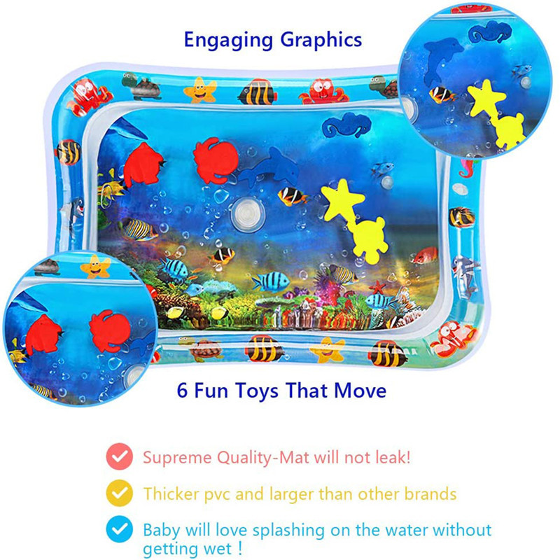 Summer Inflatable Water Mat Tummy Time Playmat for Babies Fun Activity Play Pad Ocean World Cushion Ice Mat Early Education Mat