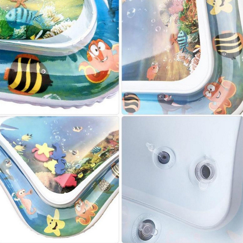 Summer Inflatable Water Mat Tummy Time Playmat for Babies Fun Activity Play Pad Ocean World Cushion Ice Mat Early Education Mat