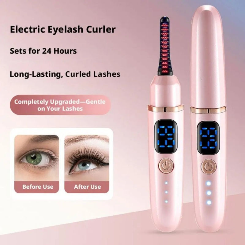 Electric Heated Eyelash Curler Type-C Rechargeable Eyelashes Curler Quick Heating Natural Curler Long Eyelash Lasting Makeup