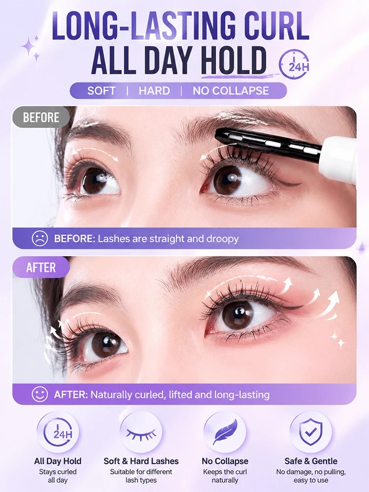 Electric Heated Eyelash Curler Type-C Rechargeable Eyelashes Curler Quick Heating Natural Curler Long Eyelash Lasting Makeup