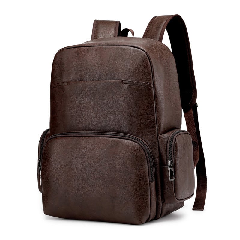 Men Business Casual Backpacks for School Travel Bag Black PU Leather Men's Fashion Shoulder Bags Vintage Boys Men Backpack