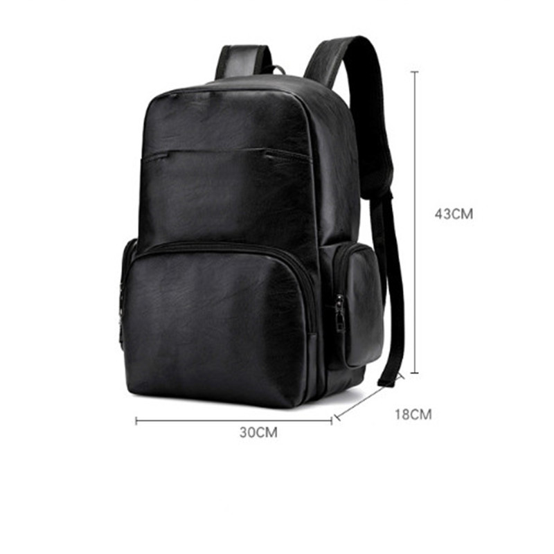 Men Business Casual Backpacks for School Travel Bag Black PU Leather Men's Fashion Shoulder Bags Vintage Boys Men Backpack