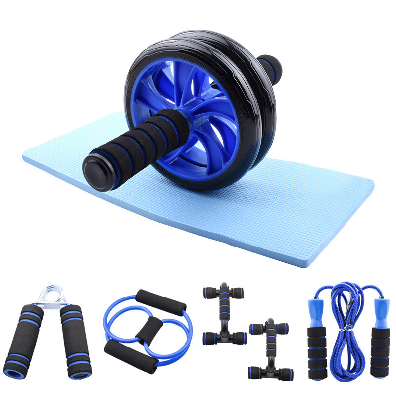7Pcs/Set Muscle Exercise Equipment Abdominal Press Wheel Roller Home Fitness Equipment Gym Roller Trainer with Push UP Bar Set