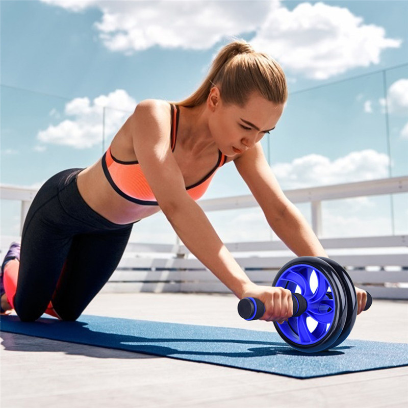 7Pcs/Set Muscle Exercise Equipment Abdominal Press Wheel Roller Home Fitness Equipment Gym Roller Trainer with Push UP Bar Set
