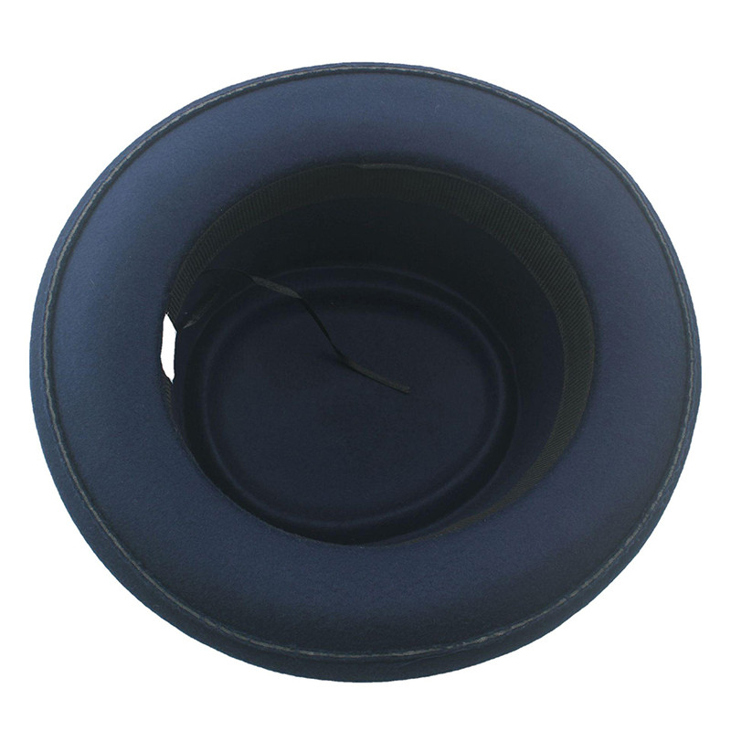 Women Men Flat Top Hat Wide Brim Felt Fedora Hats Winter Autumn Imitation Woolen Round Cap Simple Church Derby Jazz Hat Caps