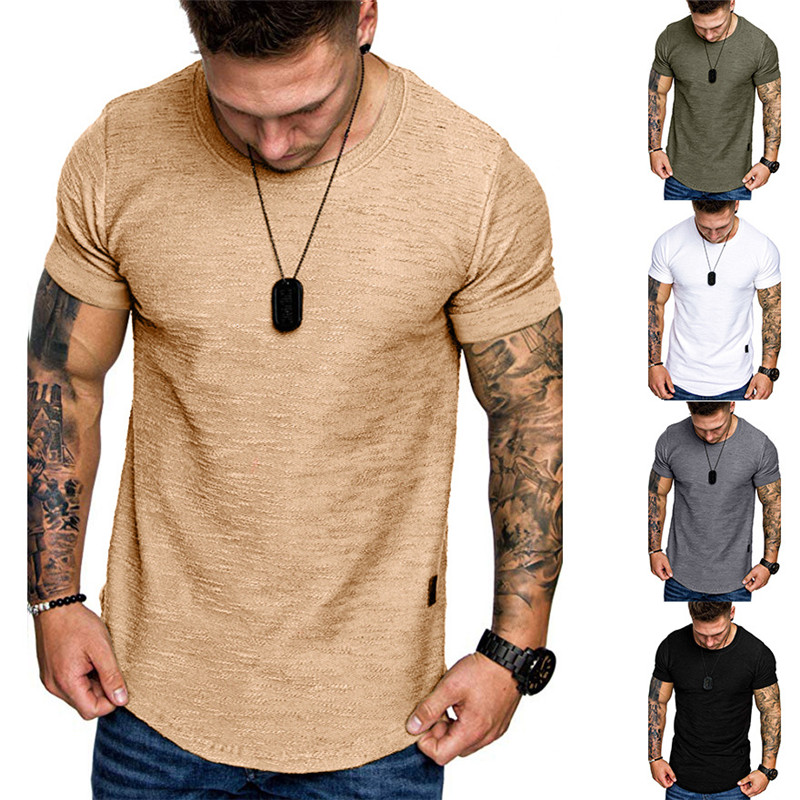Casual Men's T-Shirts Slim Fit O Neck Short Sleeve T-shirt Muscle Fitness Solid Summer Tops Shirts Summer Basic Tee Men Clothing