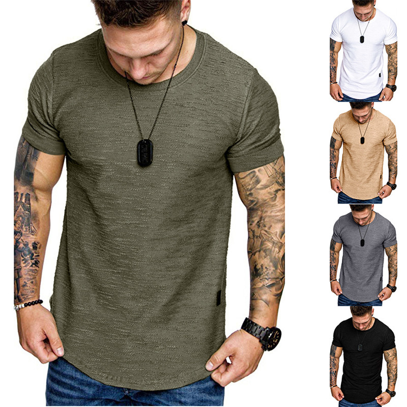 Casual Men's T-Shirts Slim Fit O Neck Short Sleeve T-shirt Muscle Fitness Solid Summer Tops Shirts Summer Basic Tee Men Clothing