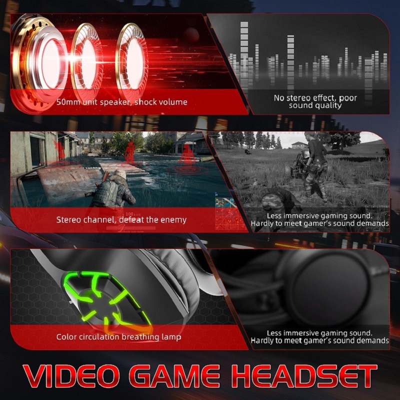 For PS4 Xbox PC Headphone 3.5mm Stereo Wired Gaming Earphone Computer Gamer Headphones With Microphone Game Headset