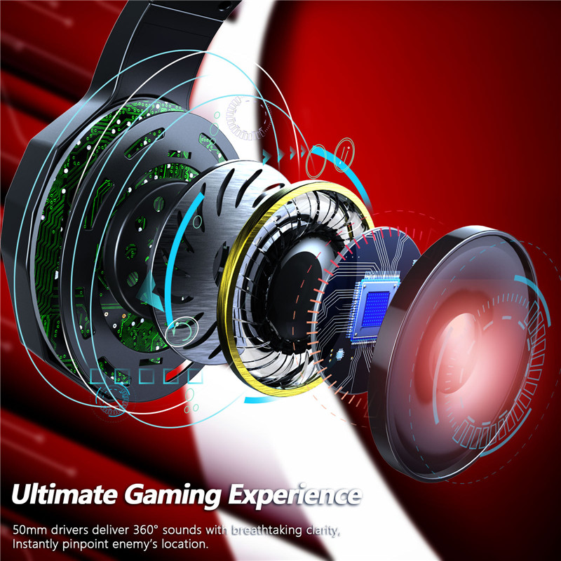 Wired Professional Gamer Headset for PC Laptop PS4 Gaming Headphones Led Light Adjustable Bass Stereo Earphone With Mic