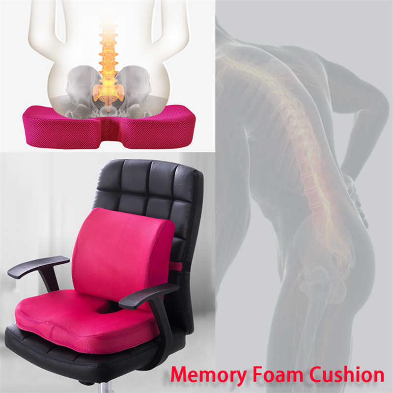 Memory Foam Car Seat Cushion Set Slow Rebound Office Chair Lumbar Support Hemorrhoids Seat Cushion Backrest Pillow Home Decor