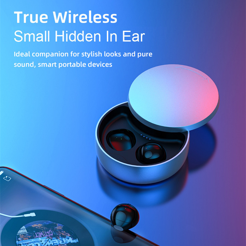 Bluetooth Wireless Invisible Earphones In-Ear TWS Handfree Earbuds Headphone Noise Reduction Sport Headset With Charging Case
