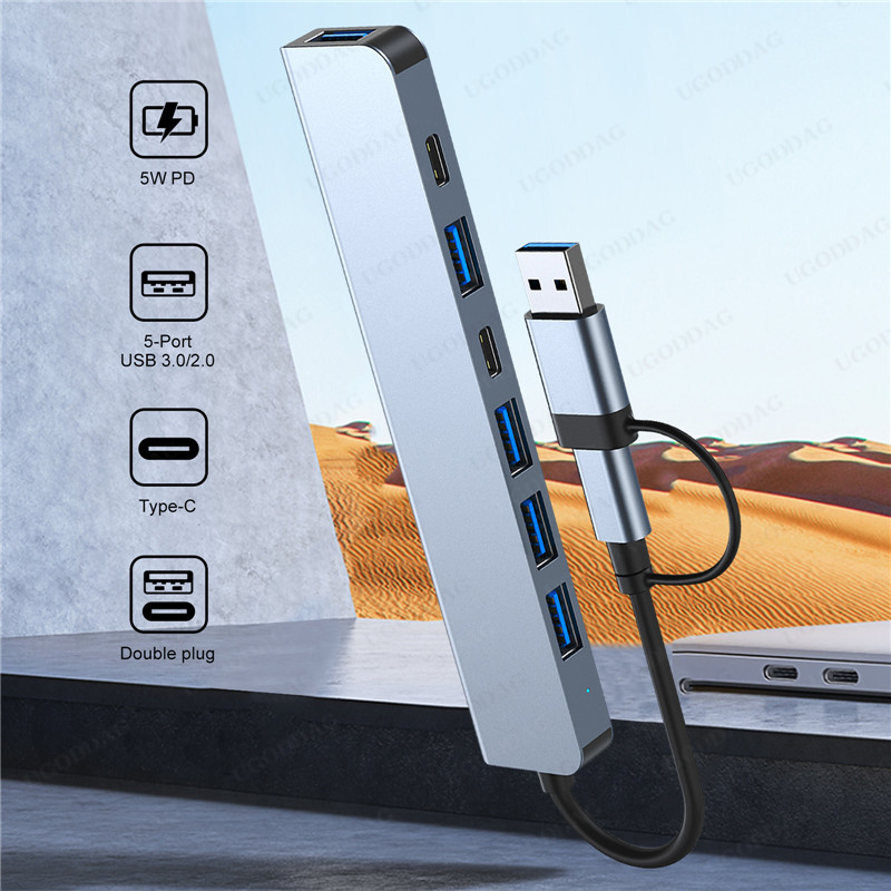 USB 3.0 Type C Docking Station USB C HUB 4 Port USB 2.0 Hub PD TF Card Hub 3.0 USB Adapter Station Ultra Slim Portable Data Hub