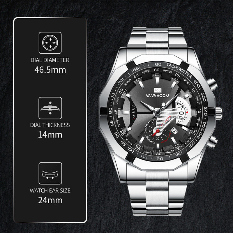 Luxury Men Watch Classic Fashion Stainless Steel Waterproof Wristwatch Business Luminous Quartz Watches Men's Clock