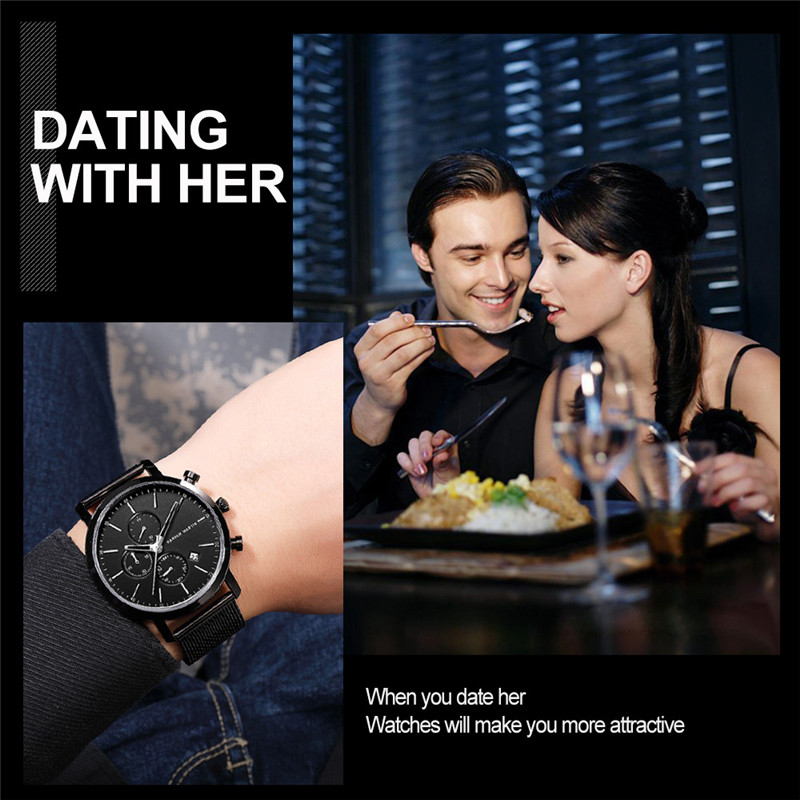 Hannah Martin Business Fashion Men Quartz Watch Luxury Brand Steel Strap Wristwatch Waterproof Mens Clock Boys Watches