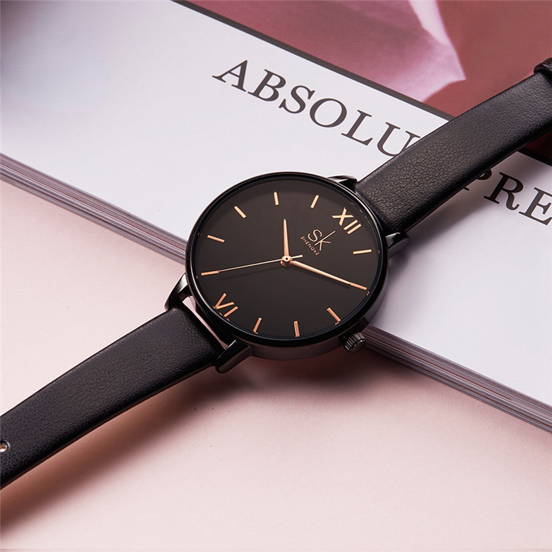 Top Luxury Women Watches Black Leather Strap Ladies Quartz Watch Original Design Wristwatch Female Bracelet Wristwatches