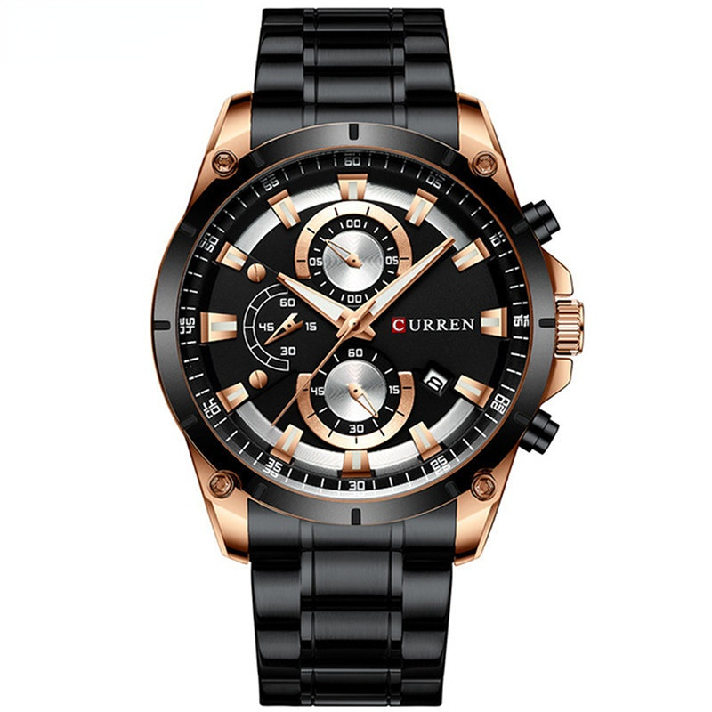 CURREN Men's Fashion Waterproof Sport Quartz Watch Chronograph Wristwatch Luxury Stainless Steel Watches Clock With Luminous