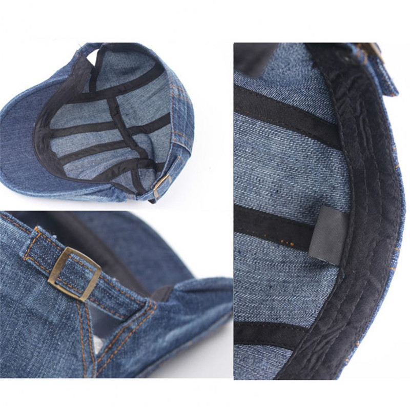Denim Beret Caps for Women Men Peaked Cap Vintage Unisex Jeans Berets Newsboy Hat Spring Summer Casual Adjustable Hats