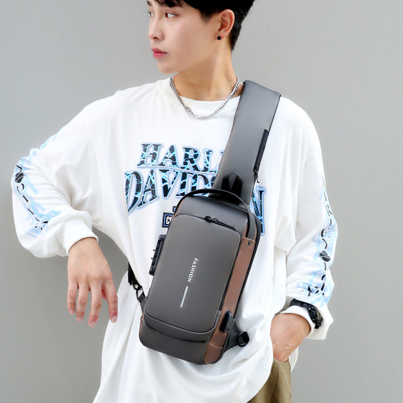 Luxury Men Waterproof Anti-theft Password Shoulder Crossbody Bag Travel Sling Bag Pack Messenger Pack Bags Chest Bag for Male