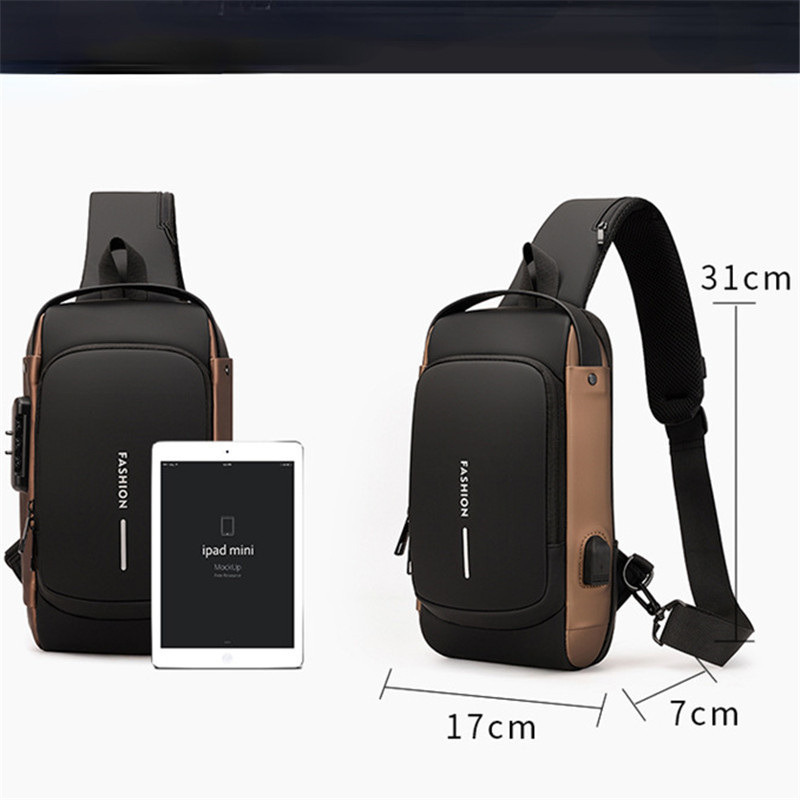 Luxury Men Waterproof Anti-theft Password Shoulder Crossbody Bag Travel Sling Bag Pack Messenger Pack Bags Chest Bag for Male