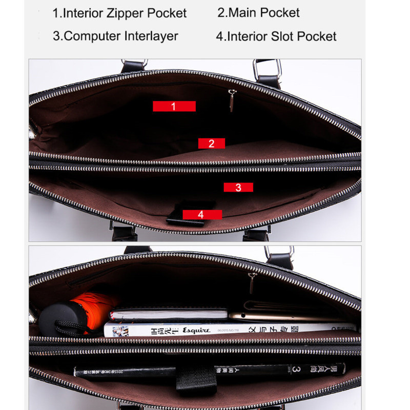 Luxury Double Layer Men's Handbag Men Briefcase Leather Crocodile Pattern Shoulder Bags Male Business Tote Men Laptop Bag