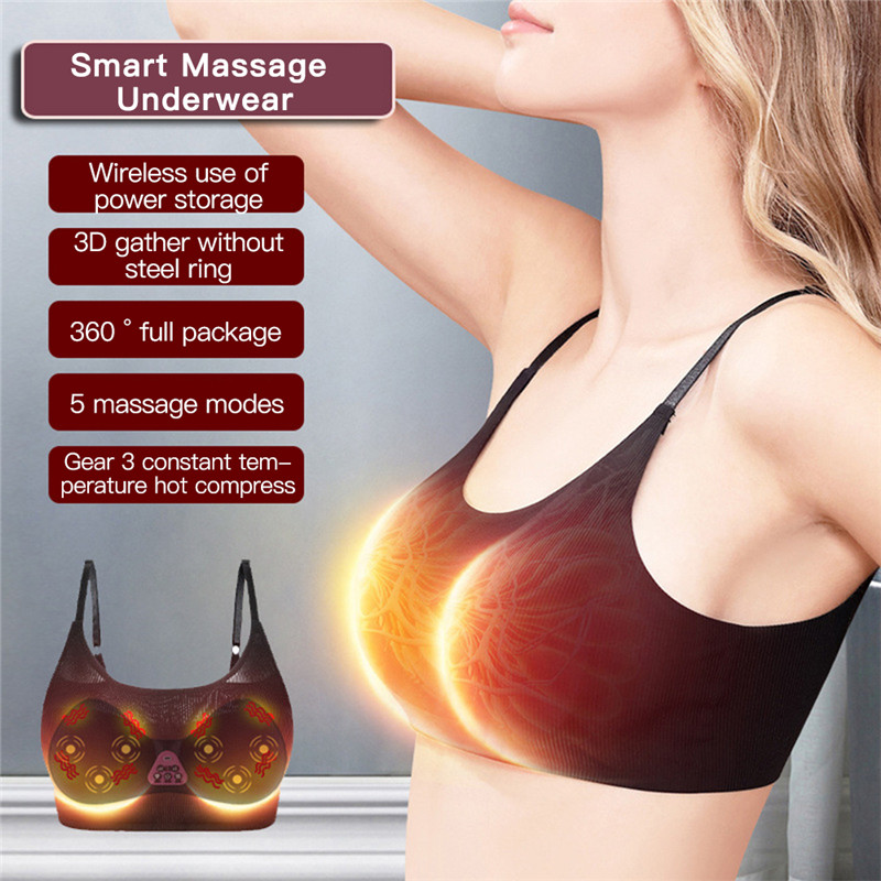 Electric Breast Massage Bra Wireless Heating Vibration Chest Breast Enhancer Stimulator Device Prevent Sagging Breasts Massager