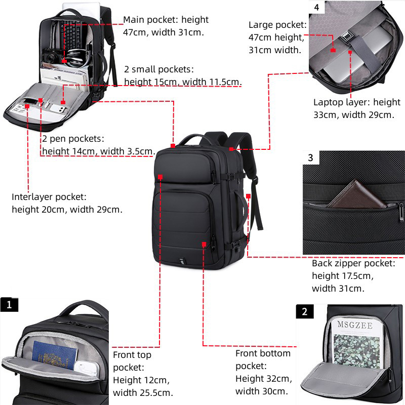 Luxury Large Capacity Business Backpack For Men Women 17" Laptop Bag USB Schoolbag Rucksack Computer Backbag Travel Daypack