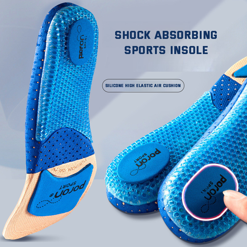 Silicone Sport Insoles for Men Women Arch Support Breathable Shock Absorption Shoes Pad Outdoor Running Feet Care Sneakers Sole