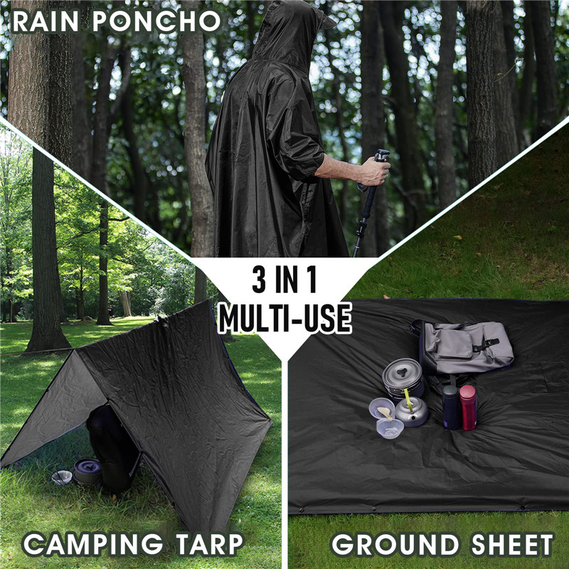 Outdoor Hooded Rain Poncho for Adult Motorcycle Rain Coat Waterproof Lightweight Unisex Raincoat Jacket for Hiking Camping