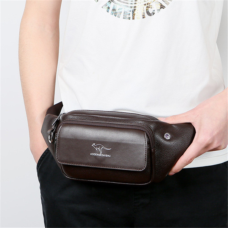 Men's Waist Bag PU Leather Male Fanny Pack Male Shoulder Chest Bag for Phone Hip Sack Man Belt Pouch Bum Bag Crossbody Bags