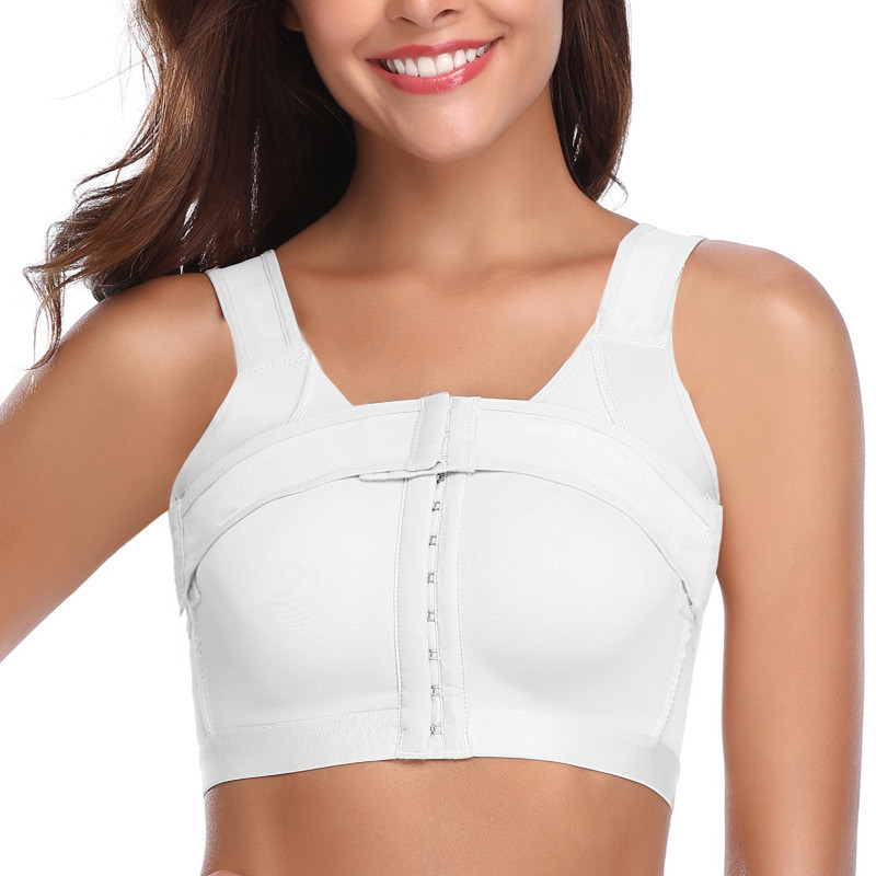 Women Front Closure Gather Bras Post-Surgery Shaper Underwear Bras Compression Posture Corrector Bralette with Breast Support