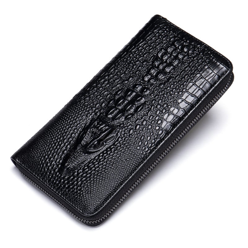 Genuine Leather Long Men Wallet Zipper Pocket Card Holde Male Business Purse Crocodile Coin Pocket Cowhide Men Clutch Bag