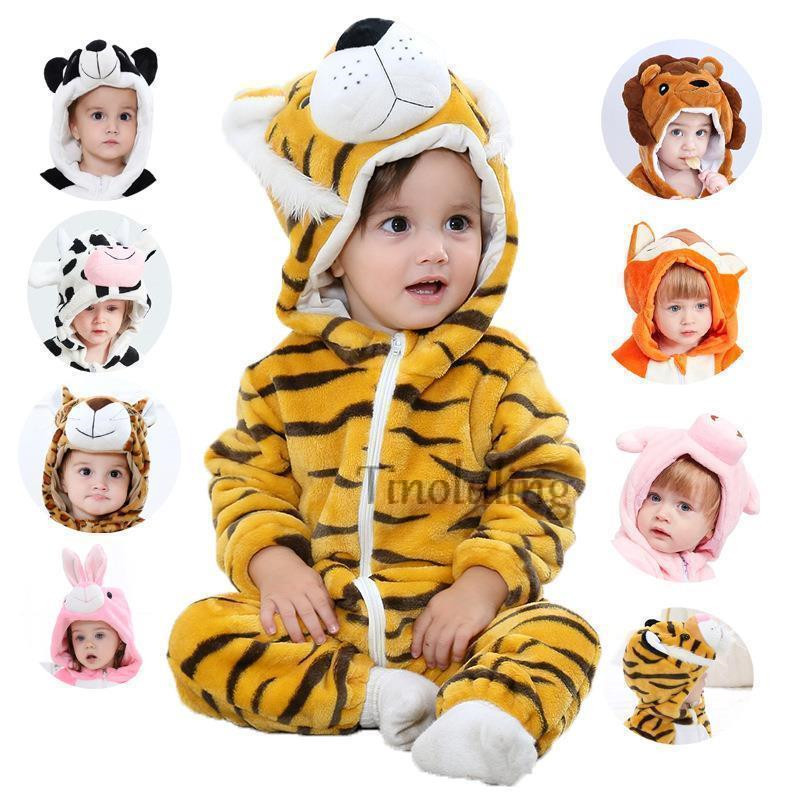 Newborn Baby Rompers Boy and Girl Hooded Jumpsuit Animal Cartoon Costume Baby Clothes Toddler Kigurumi Onesies Babies Crawling