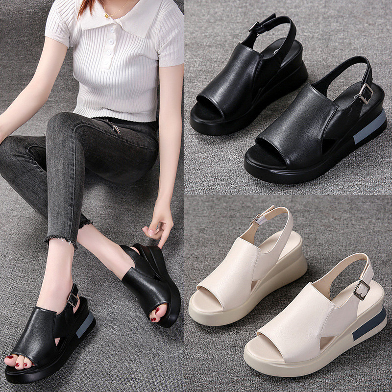 Summer Wedge Shoes for Women Sandals Open Toe High Heels Slippers Casual Ladies Buckle Strap Sandals Fashion Female Footwear