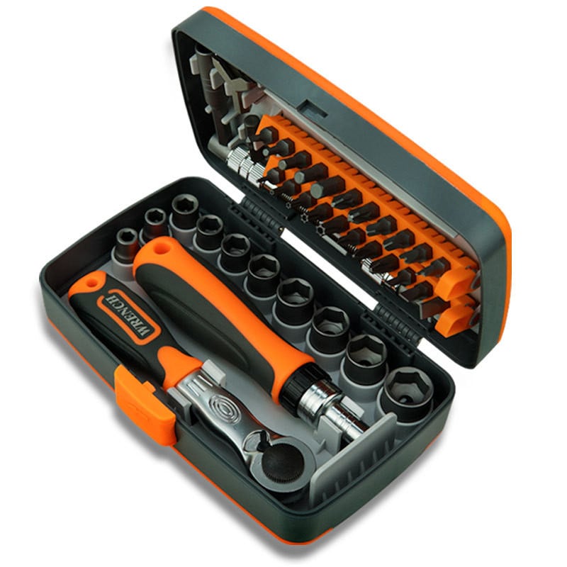 38pcs Torque Socket Wrench Set Household Ratchet Handle Wrench Combination Car Tool Set Hardware Manual Toolbox Screwdriver Set