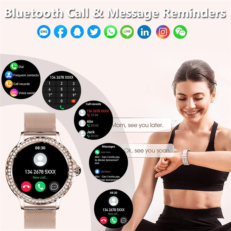 NX19 Ladies Smart Watch for Girl Bluetooth Heart Rate Smartwatch Women's Wristwatch Fitness Bracelet Waterproof Wrist Watches