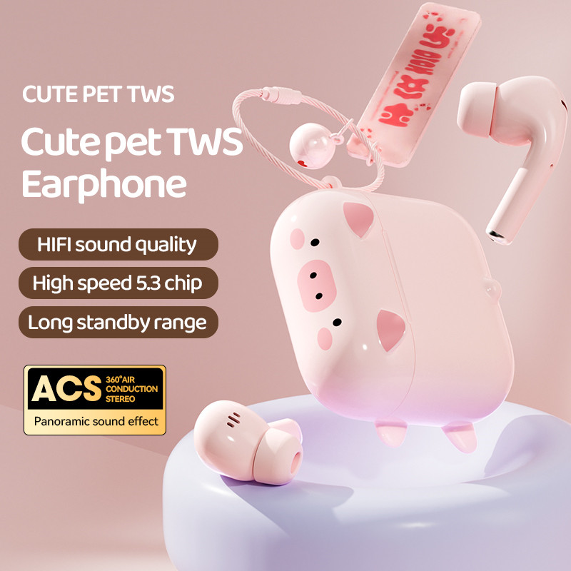 Hot Cartoon Cute Stereo In-ear Wireless Bluetooth Headphones Game Noise Cancelling Earphone Sport Athletics Headset Girl Gift