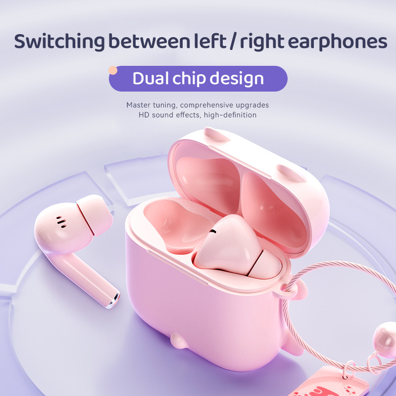 Hot Cartoon Cute Stereo In-ear Wireless Bluetooth Headphones Game Noise Cancelling Earphone Sport Athletics Headset Girl Gift