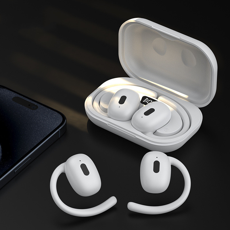 Wireless Headphones Air Conduction Bluetooth Headset With Power Display Charging Case Hanging Ear Earphone Earbuds With Mic