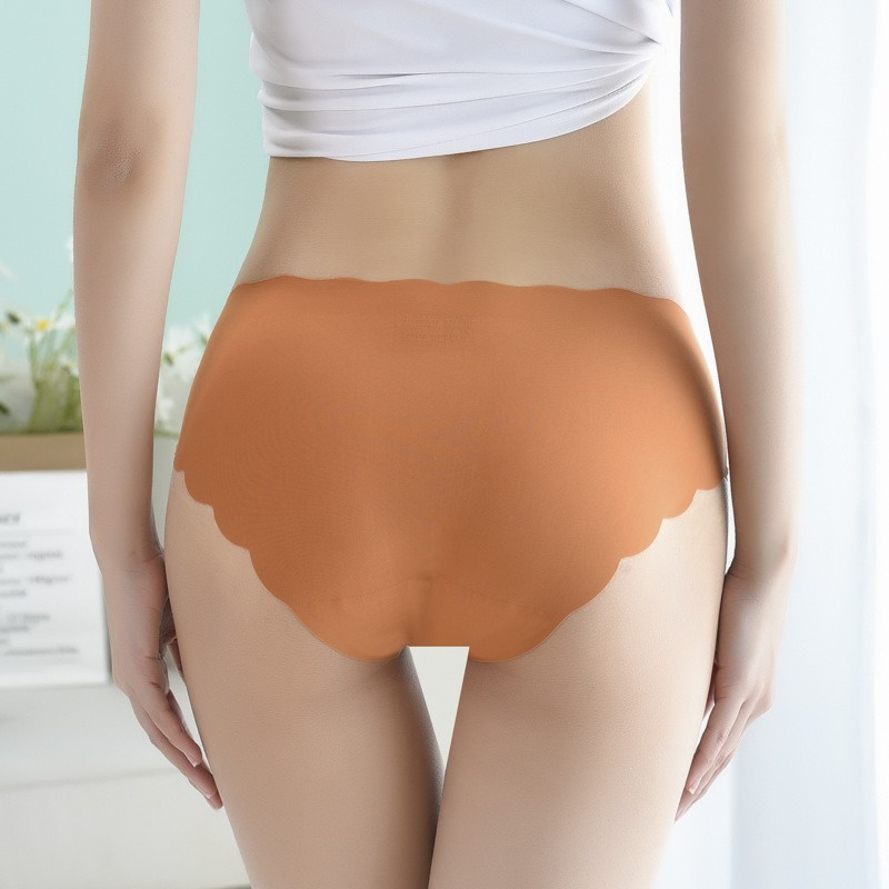 3pcs/set Seamless Underwear Female Slip Silk Women Plain Color Panties Lady Ruffle Underpants Girls Briefs Smooth Panty Lingerie