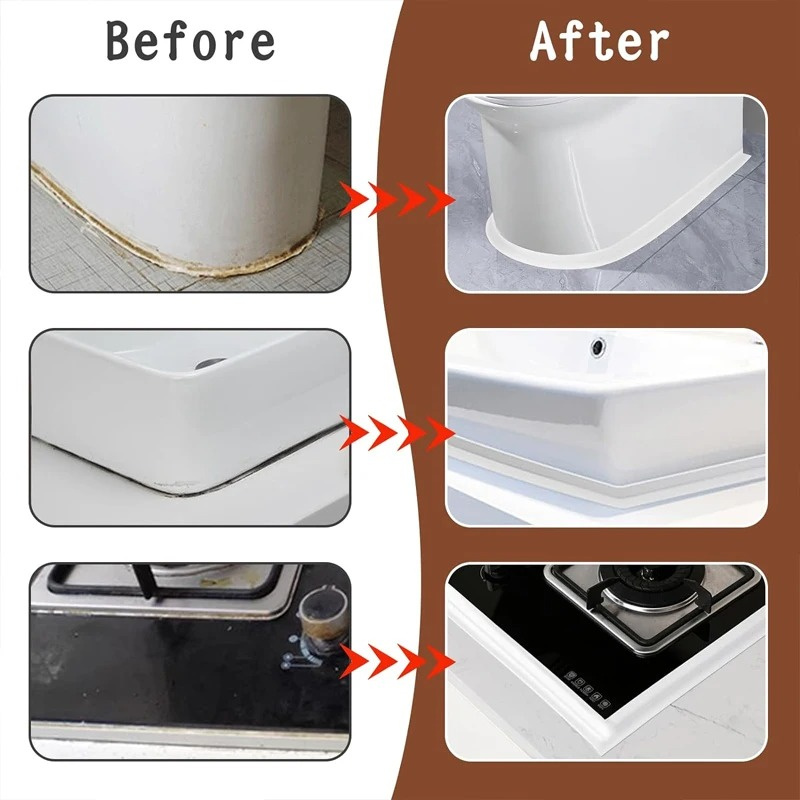 5M Waterproof Mildew Proof Tapes Kitchen Sink Wall Corner PVC Sealing Strip Tape Bathroom Bath Toilet Caulk Tape Self Adhesive