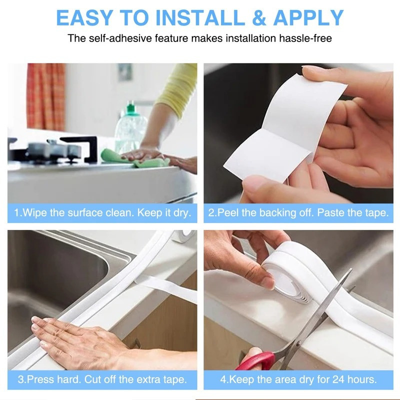 5M Waterproof Mildew Proof Tapes Kitchen Sink Wall Corner PVC Sealing Strip Tape Bathroom Bath Toilet Caulk Tape Self Adhesive