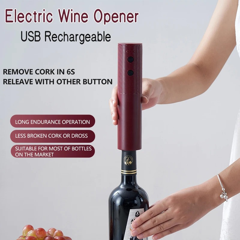 Electric Wine Bottle Opener Charged Automatic Reusable Easy Carry Red Wine Opener Gift for Waiter Women Home Kitchen Party Bar