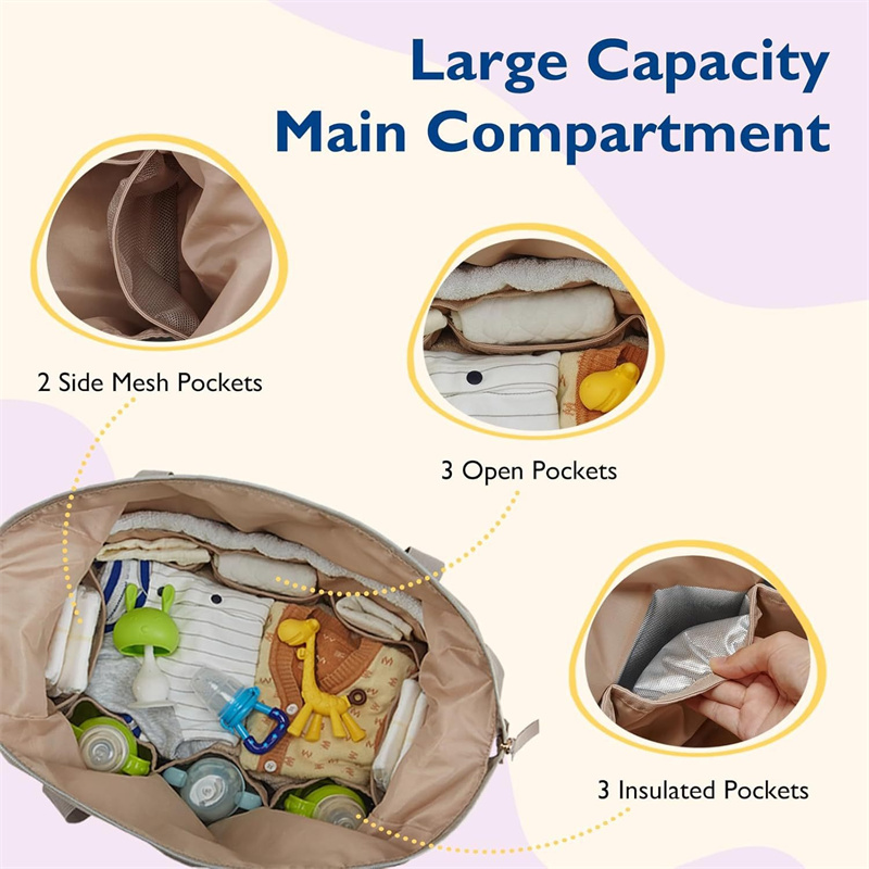 Mommy Diaper Bag Baby Stroller Organizer Backpack Large Capacity Outdoor Travel Maternity Bag with Insulated Pocket Changing Pad