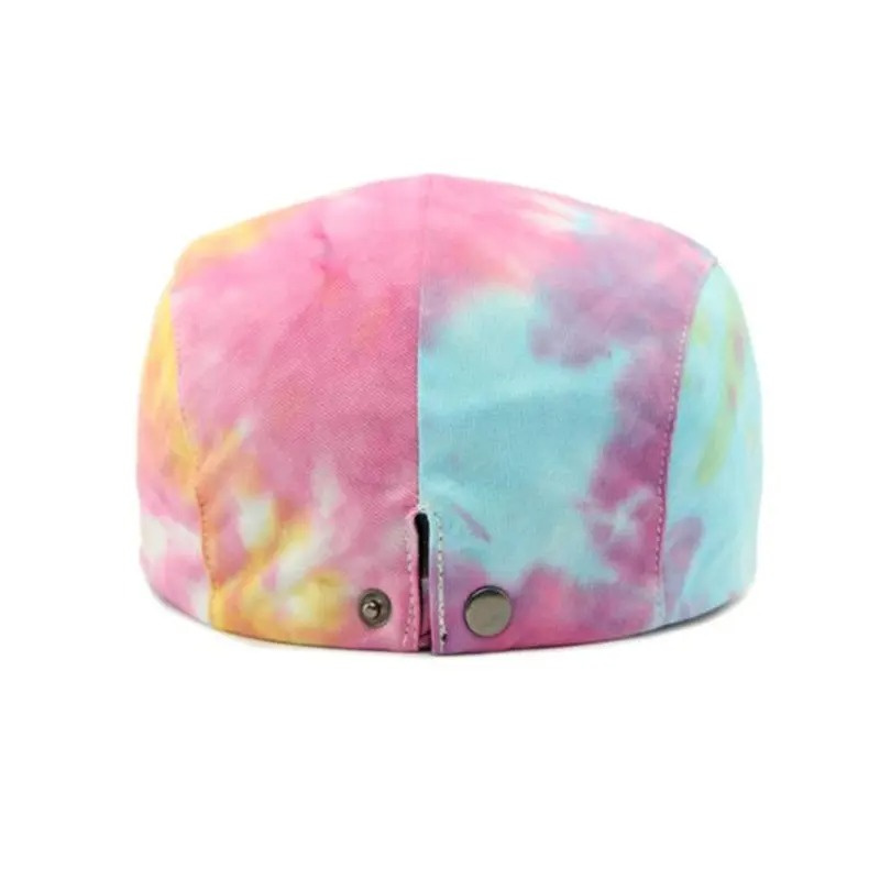 Tie Dye Berets Artist Painter Hat Male Gradient Flat Peaked Cap Fashion Vintage Spring Summer Newsboy Sun Hat Men and Women