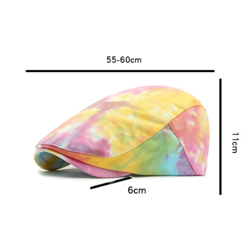 Tie Dye Berets Artist Painter Hat Male Gradient Flat Peaked Cap Fashion Vintage Spring Summer Newsboy Sun Hat Men and Women